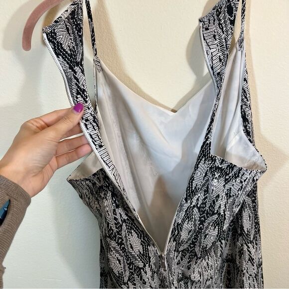 Rebecca Minkoff Black and White Erika Snakeskin Midi Dress 2 - Picture 13 of 15